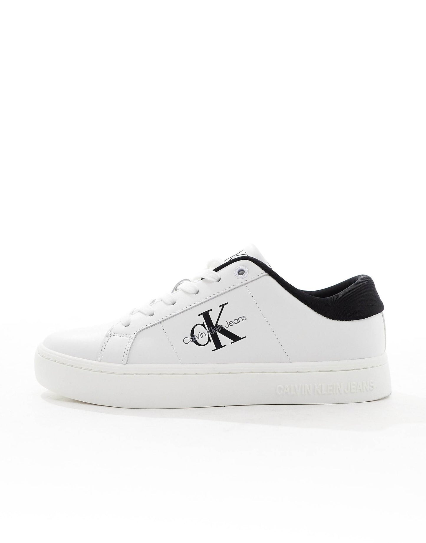 Calvin Klein leather trainers in white & black