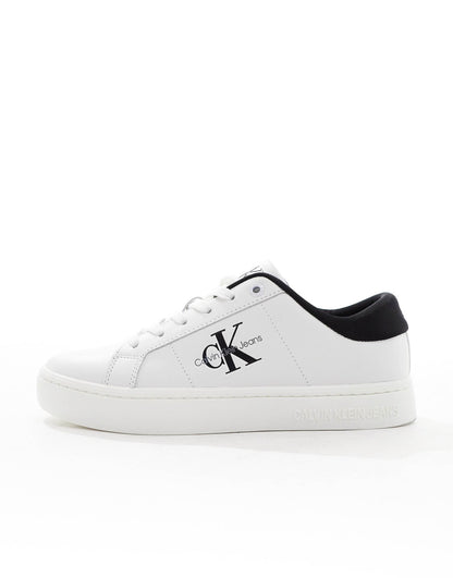 Calvin Klein leather trainers in white & black