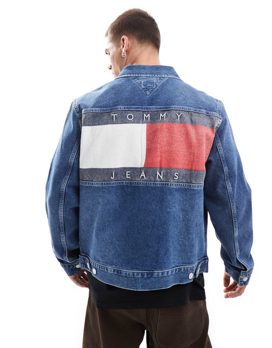 Tommy Jeans denim trucker jacket in mid wash