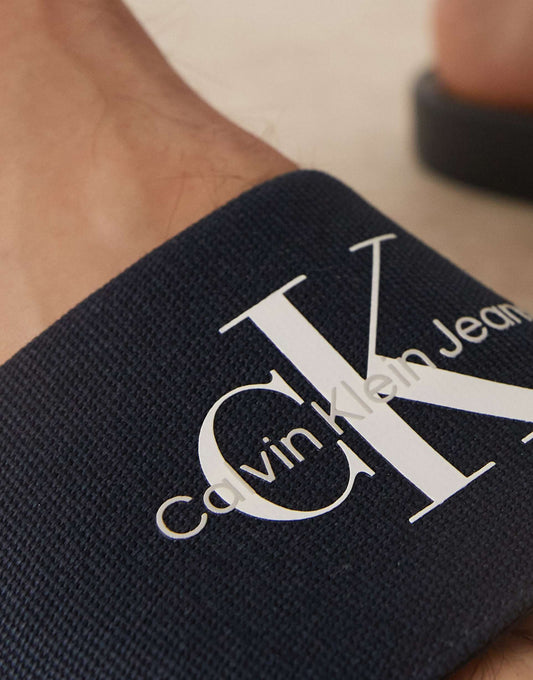 Calvin Klein Jeans large logo sliders in navy