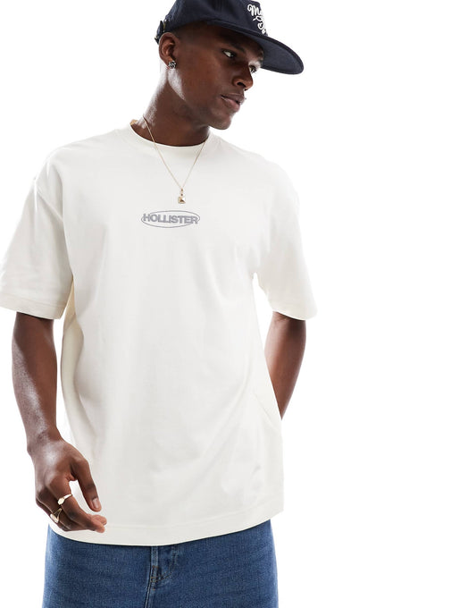 Hollister small boxy t-shirt in cream