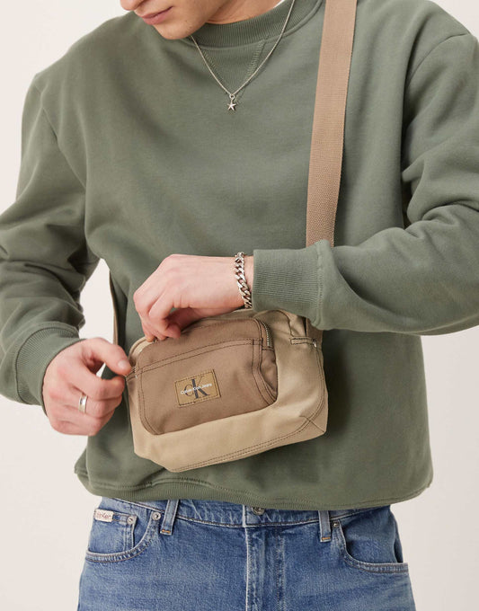 Calvin Klein Jeans workwear camera bag in beige