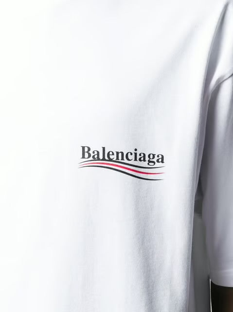 BALENCIAGA Political Campaign Printed Logo Oversized T-shirt in White