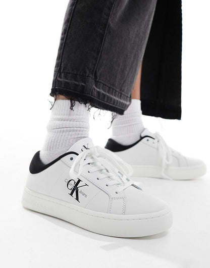 Calvin Klein leather trainers in white & black