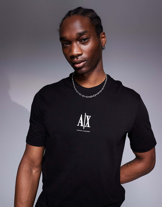 Armani Exchange central logo t-shirt in black