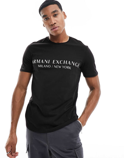 Armani Exchange linear logo t-shirt in black