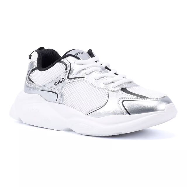 HUGO Women's Silver/Black Trainers