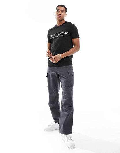 Armani Exchange linear logo t-shirt in black