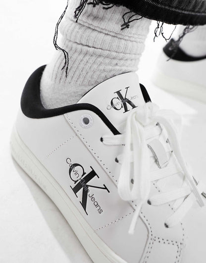 Calvin Klein leather trainers in white & black