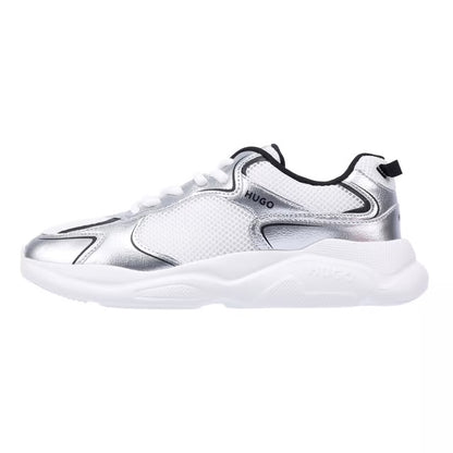 HUGO Women's Silver/Black Trainers