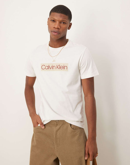 Calvin Klein Jeans large label t-shirt in white