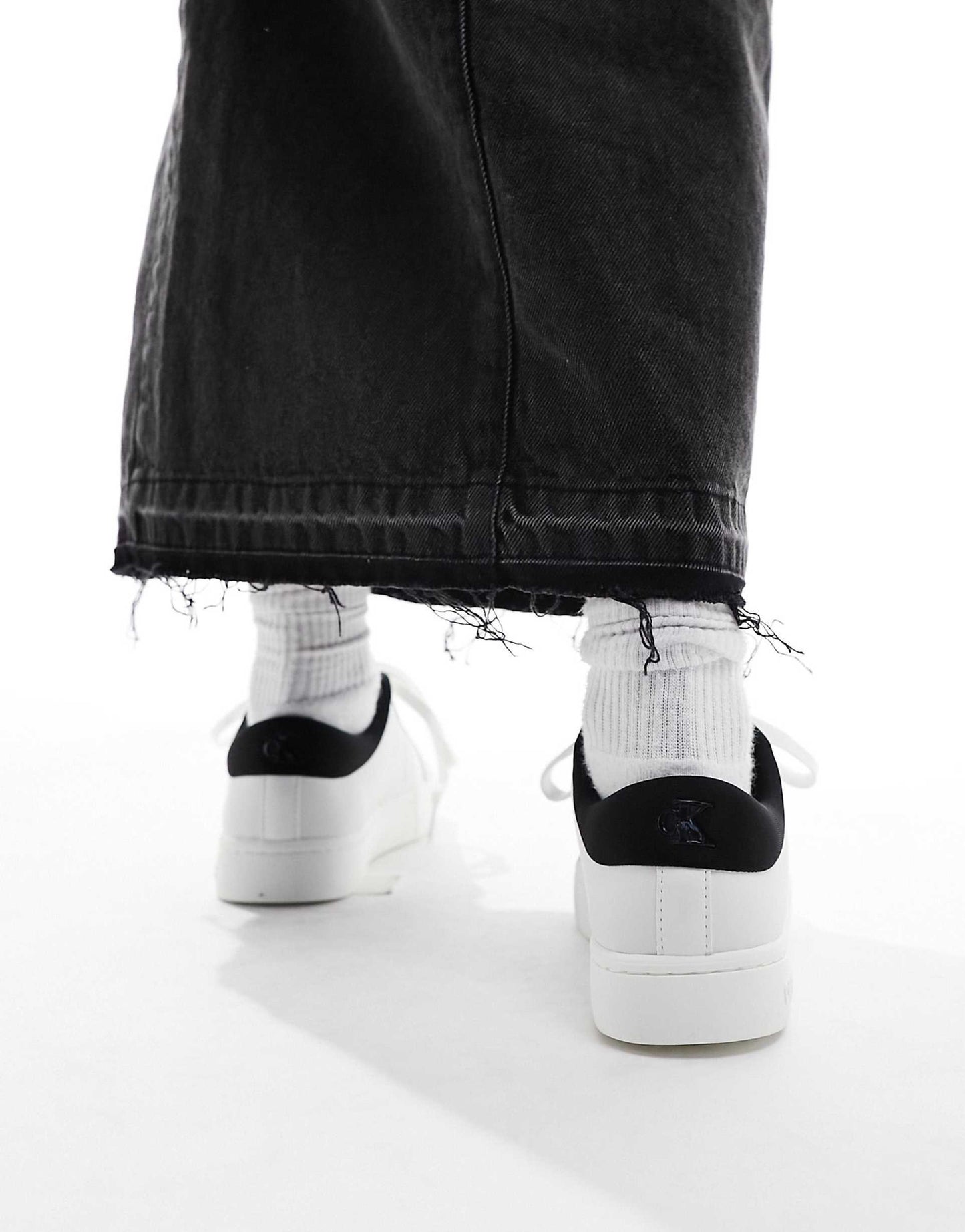 Calvin Klein leather trainers in white & black