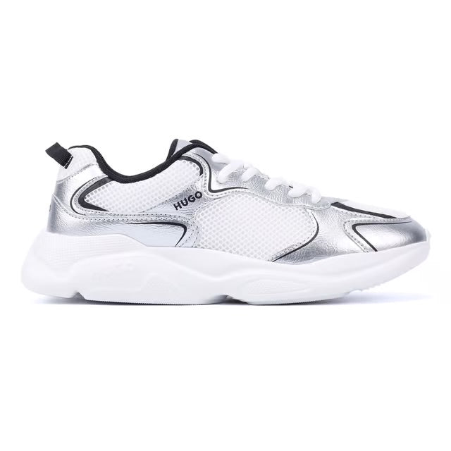 HUGO Women's Silver/Black Trainers