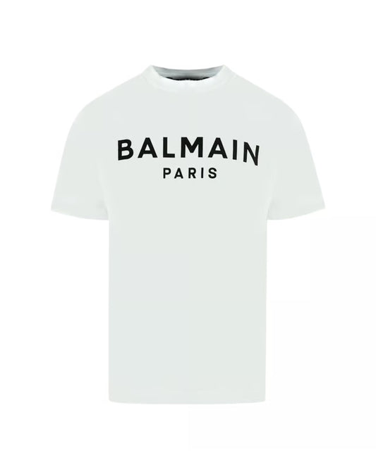 1. BALMAIN Paris Print Logo White T-Shirt